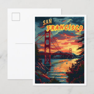 San Francisco Classic Art Retro Vintage Reizen Briefkaart