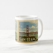 San Francisco Coffee Mug Golden Gate Bridge Retro Koffiemok (Voorkant rechts)