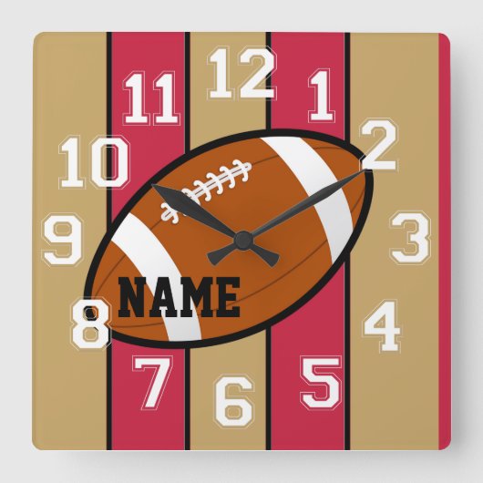 San Francisco Colors Football Wall Clock Vierkante Klok (Voorkant)