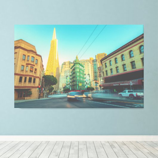 San Francisco Columbus Street Canvas Afdruk (Insitu (Houten vloer))