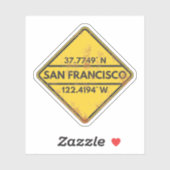 San Francisco Coördinaten Rusty Metal Sign Sticker (Vel)