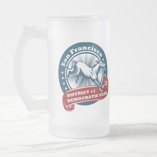 San Francisco D11 Democratische Club Beer Stein Matglas Bierpul (Links)