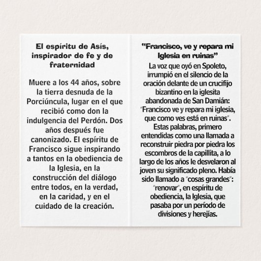 San Francisco de Asis Folded Card Kaart (Binnenkant ongevouwen)