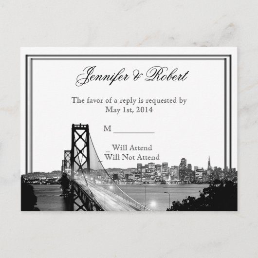San Francisco Destination Wedding RSVP Briefkaart (Voorkant)