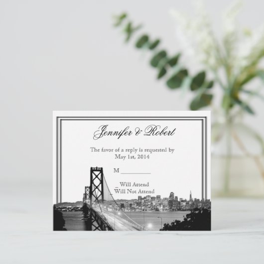 San Francisco Destination Wedding RSVP Briefkaart (Staand voorkant)