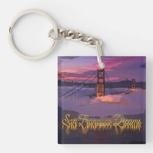 "San Francisco Dromen" Golden Gate Bridge Zonsonde Sleutelhanger (voorkant)