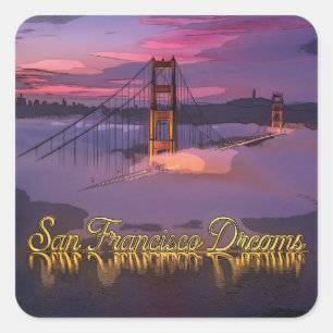 "San Francisco Dromen" Golden Gate Bridge Zonsonde Vierkante Sticker