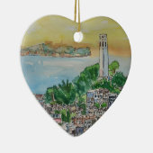 San Francisco Dusk Sunset Over Coit Tower Keramisch Ornament (Rechts)