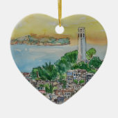 San Francisco Dusk Sunset Over Coit Tower Keramisch Ornament (Voorkant)