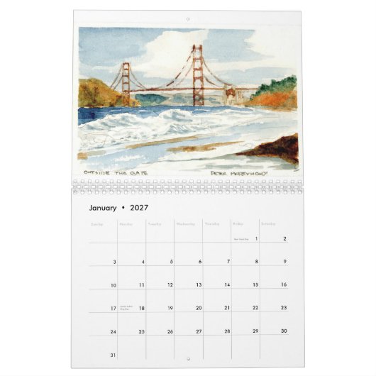 San Francisco en de Golden Gate Kalender (Jan 2027)