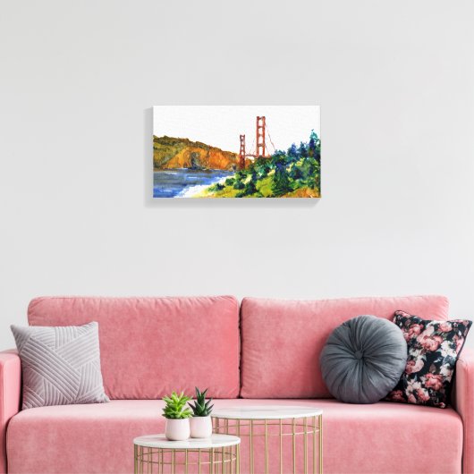 San Francisco en de prachtige Golden Gate Bridge Canvas Afdruk (Insitu (Woonkamer))
