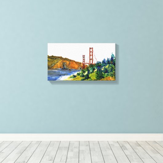 San Francisco en de prachtige Golden Gate Bridge Canvas Afdruk (Insitu (Houten vloer))