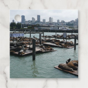 San Francisco en Pier 39 Zee Lions City Skyline Bedankjes Labels