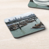 San Francisco en Pier 39 Zee Lions City Skyline Bier Onderzetter (Linkerzijde)