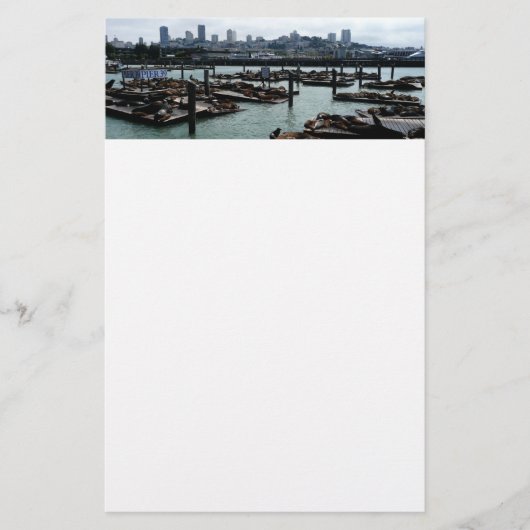 San Francisco en Pier 39 Zee Lions City Skyline Briefpapier (Voorkant)