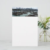 San Francisco en Pier 39 Zee Lions City Skyline Briefpapier (Staand voorkant)