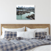 San Francisco en Pier 39 Zee Lions City Skyline Canvas Afdruk (Insitu (Slaapkamer))