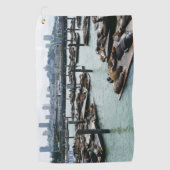 San Francisco en Pier 39 Zee Lions City Skyline Golfhanddoek (Voorkant)