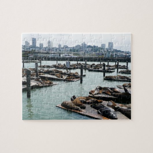 San Francisco en Pier 39 Zee Lions City Skyline Legpuzzel (Horizontaal)