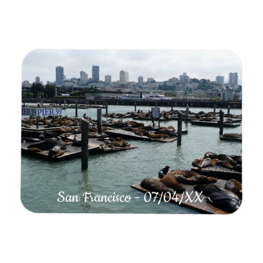 San Francisco en Pier 39 Zee Lions City Skyline Magneet (Horizontaal)
