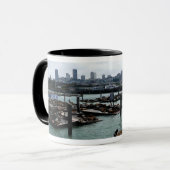 San Francisco en Pier 39 Zee Lions City Skyline Mok (Voorkant links)