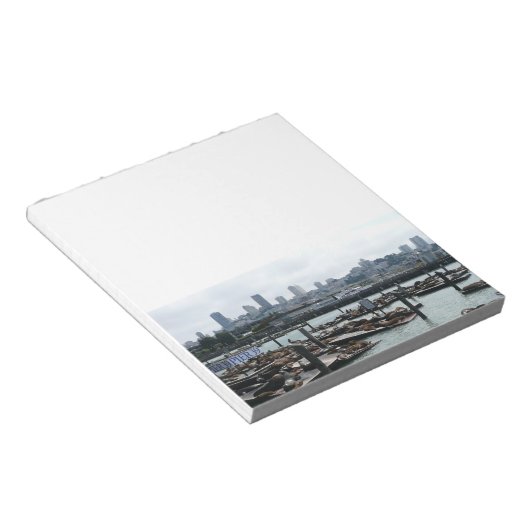 San Francisco en Pier 39 Zee Lions City Skyline Notitieblok (Schuin)