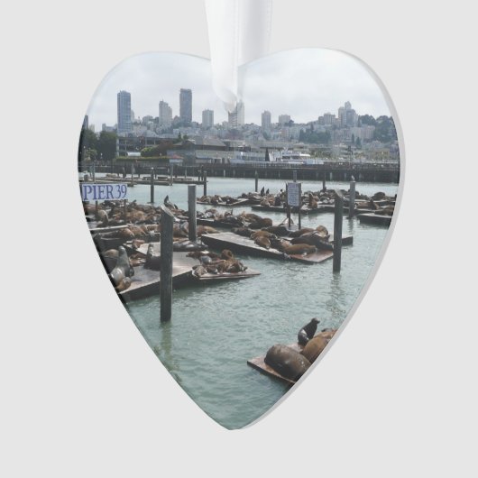 San Francisco en Pier 39 Zee Lions City Skyline Ornament (voorkant)