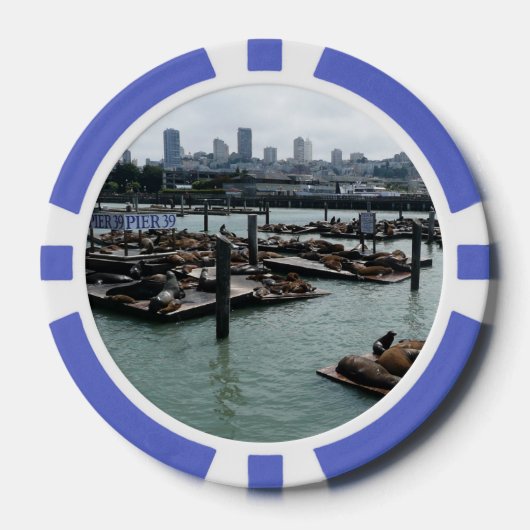 San Francisco en Pier 39 Zee Lions City Skyline Poker Chips (Voorkant)