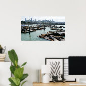 San Francisco en Pier 39 Zee Lions City Skyline Poster (Thuiskantoor)