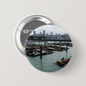 San Francisco en Pier 39 Zee Lions City Skyline Ronde Button 5,7 Cm (Voorkant /achterkant)
