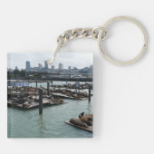 San Francisco en Pier 39 Zee Lions City Skyline Sleutelhanger (Achterkant)