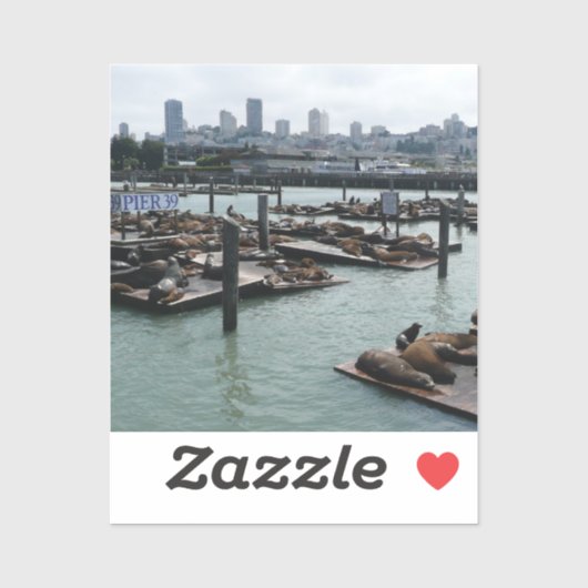San Francisco en Pier 39 Zee Lions City Skyline Sticker (Vel)