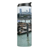 San Francisco en Pier 39 Zee Lions City Skyline Thermosbeker (Gedraaid links)