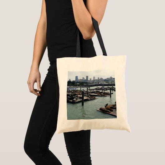 San Francisco en Pier 39 Zee Lions City Skyline Tote Bag (Voorkant (product))