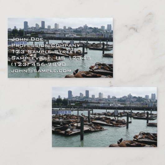 San Francisco en Pier 39 Zee Lions City Skyline Visitekaartje (Voorkant / Achterkant)