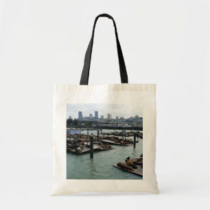 San Francisco en Pier 39 Zeeleeuwen Stadssilhouet Tote Bag
