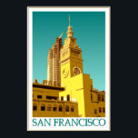 San Francisco Ferry Building - Pop Art Poster<br><div class="desc">San Francisco Pop Art - Ferry Building SAN FRANCISCO - een digitale illustratie van pop en kunst met een van de architectonische kenmerken van San Francisco, het oude Ferry Building, gelegen aan het begin van Market Street en een deel van de San Francisco Port, een startpunt voor vele veerboten en...</div>