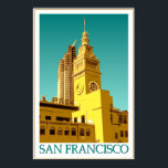 San Francisco Ferry Building - Pop Art Poster<br><div class="desc">San Francisco Pop Art - Ferry Building SAN FRANCISCO - een digitale illustratie van pop en kunst met een van de architectonische kenmerken van San Francisco, het oude Ferry Building, gelegen aan het begin van Market Street en een deel van de San Francisco Port, een startpunt voor vele veerboten en...</div>