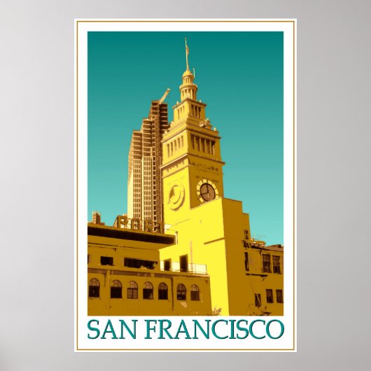 San Francisco Ferry Building - Pop Art Poster (Voorkant)