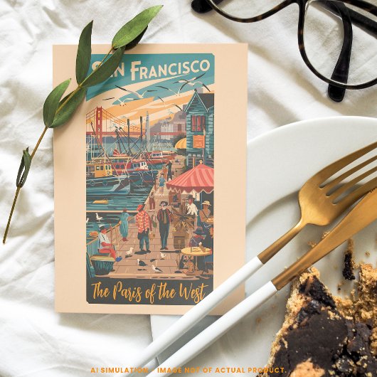 San Francisco Fisherman's Wharf, Parijs van het We Briefkaart