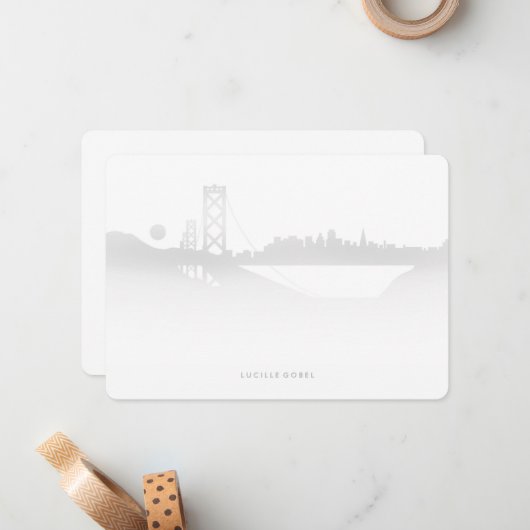 San Francisco Fog Modern Persoonlijke Stationery Notitiekaartje (Voorkant / Achterkant in situ)