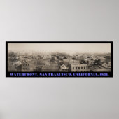 San Francisco Foggy Waterfront Panorama ca 1850 Poster (Voorkant)