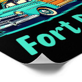 San Francisco Fort Point Surf Girl Women Men Vinta Poster (Hoek)