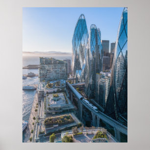 San Francisco Futuristische Stad Oceaanschouw Poster