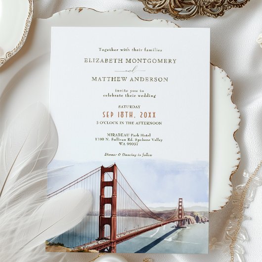 San Francisco Gate Destination Wedding Invitation Kaart