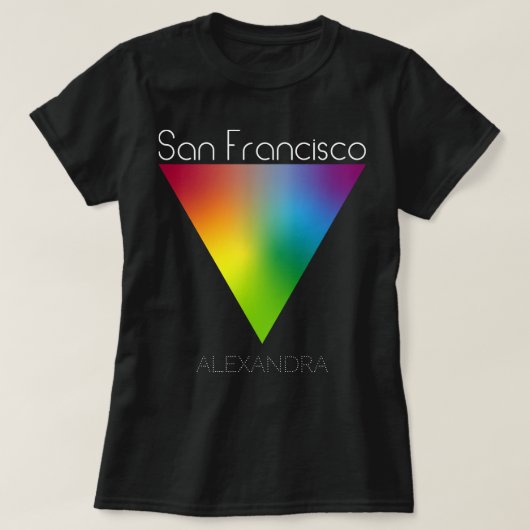 San Francisco Gay LGBT Queer Rainbow Triangle Naam T-shirt (Design voorkant)