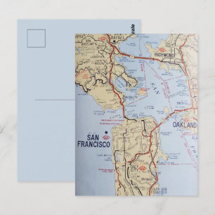 San Francisco Gebiedskaart Ansichtkaart Briefkaart