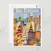 San Francisco gebouwen, straatcentrum, tram Briefkaart (Voorkant / Achterkant)