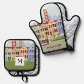 San Francisco | Gedekte dames Ovenwant & Pannenlap Set (Voorkant / Achterkant)