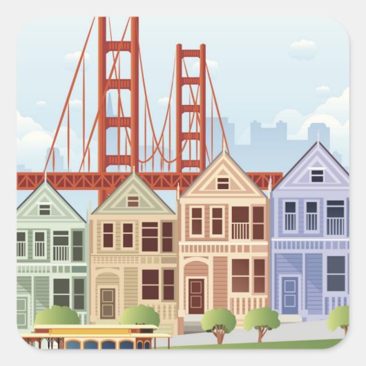 San Francisco | Gedekte dames Vierkante Sticker (Voorkant)